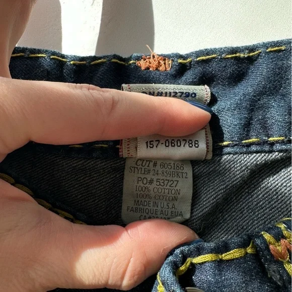 ✅Sold✅ True Religion Jeans Joey Big T Vintage USA Dark Wash Contrast Stitch - Picture 9 of 9